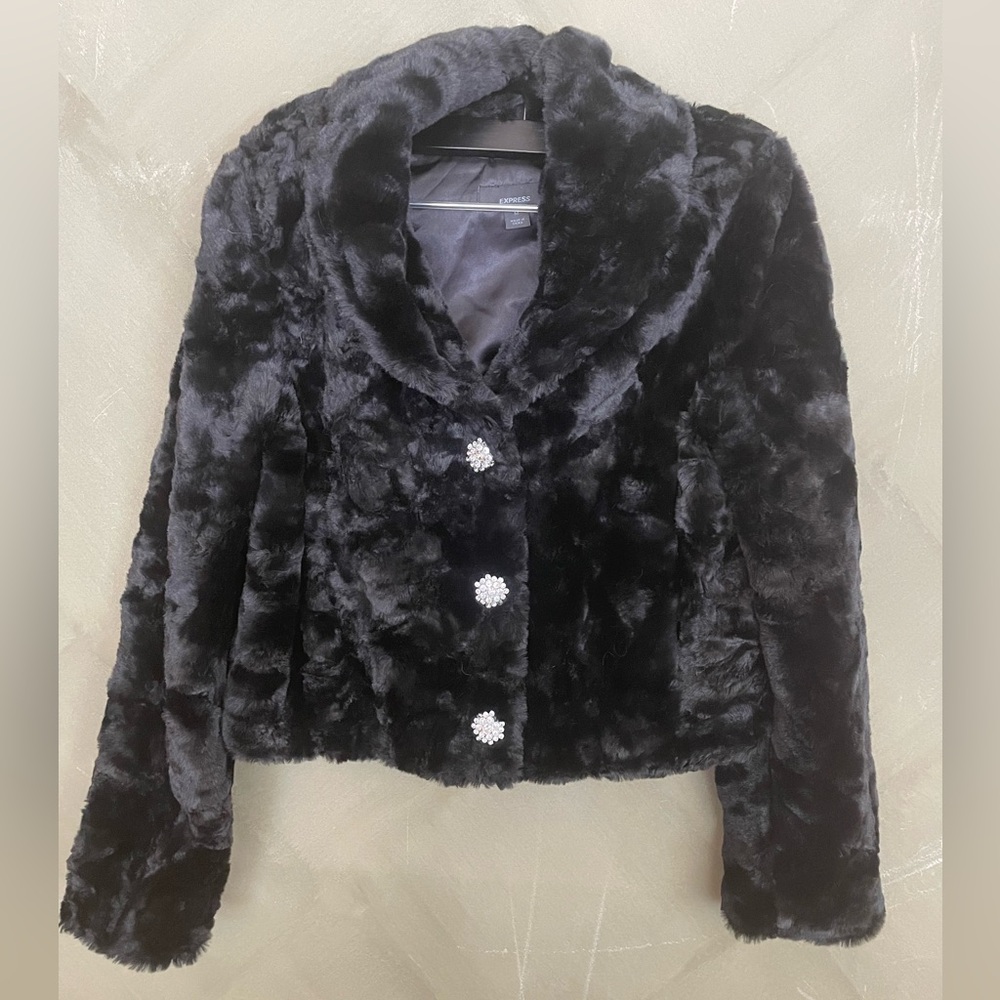 Black faux fur jacket